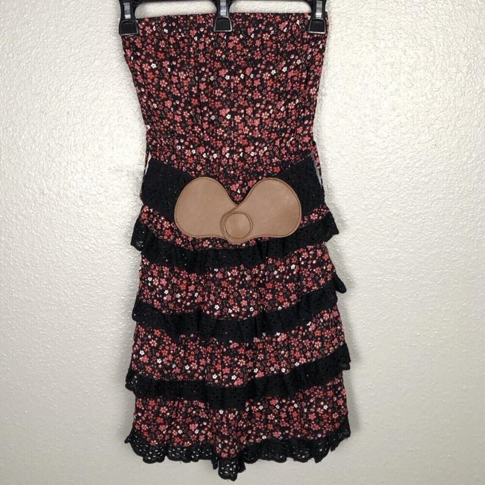 NWT Rebellion Size Small Strapless Multi Tiered Lace Floral Dress w Belt Gothic